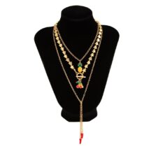 Colorful 3pcs Enamel Cherry Pineapple Fruit Charm Star Chain Necklace - ArtGalleryZen