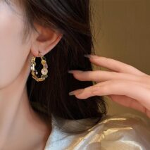 Colorful Enamel Flower Hoop Earrings - ArtGalleryZen