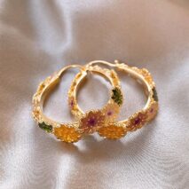 Colorful Enamel Flower Hoop Earrings - ArtGalleryZen