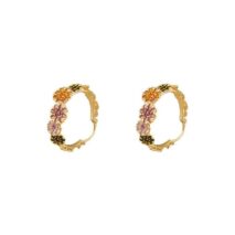 Colorful Enamel Flower Hoop Earrings - ArtGalleryZen