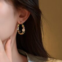 Colorful Enamel Flower Hoop Earrings - ArtGalleryZen