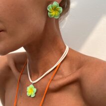 Colorful Flower Velvet Necklace Earrings Set - ArtGalleryZen