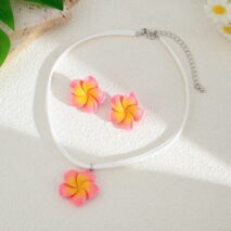 Colorful Flower Velvet Necklace Earrings Set - ArtGalleryZen