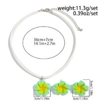 Colorful Flower Velvet Necklace Earrings Set - ArtGalleryZen