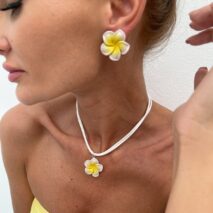 Colorful Flower Velvet Necklace Earrings Set - ArtGalleryZen