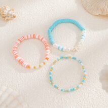 Colorful Layered Starfish Charm Polymer Clay Seed Beaded Bracelet Set - ArtGalleryZen