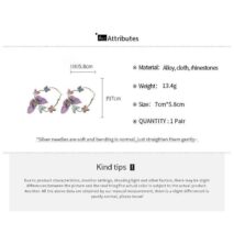 Colorful Rhinestone Inlaid Embroidery Butterfly Heart Hoop Earrings - ArtGalleryZen