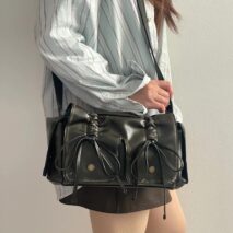 Colorful Ribbon Shoulder Crossbody Leather Bag - ArtGalleryZen