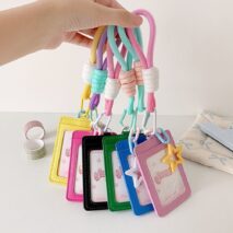 Colorful Star Leather Kpop Keychain Photocard Holder - ArtGalleryZen