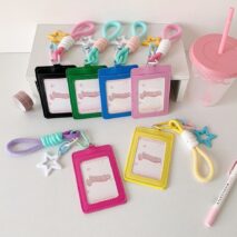 Colorful Star Leather Kpop Keychain Photocard Holder - ArtGalleryZen