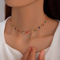 Colorful Zirconia Heart Chain Necklace - ArtGalleryZen