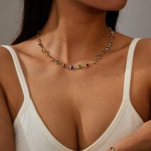 Colorful Zirconia Heart Chain Necklace - ArtGalleryZen
