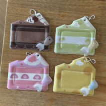 Cream Cheese Strawberry Chocolate Cake Kpop Keychain Photocard Holder - ArtGalleryZen