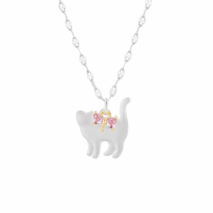 Crystal Bowknot Cat Pendant Necklace - ArtGalleryZen