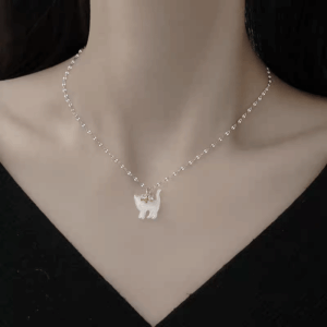 Crystal Bowknot Cat Pendant Necklace - ArtGalleryZen