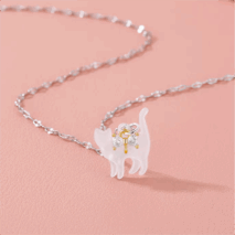 Crystal Bowknot Cat Pendant Necklace - ArtGalleryZen