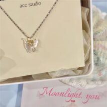 Crystal Bowknot Cat Pendant Necklace - ArtGalleryZen