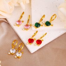 Crystal Cupid Arrow Heart Huggie Hoop Dangle Earrings - ArtGalleryZen