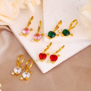 Crystal Cupid Arrow Heart Huggie Hoop Dangle Earrings - ArtGalleryZen