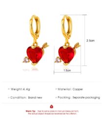 Crystal Cupid Arrow Heart Huggie Hoop Dangle Earrings - ArtGalleryZen