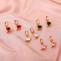Crystal Cupid Arrow Heart Huggie Hoop Dangle Earrings - ArtGalleryZen