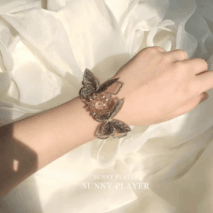 Crystal Floral Embroidery Butterfly Bracelet - ArtGalleryZen