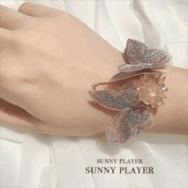 Crystal Floral Embroidery Butterfly Bracelet - ArtGalleryZen