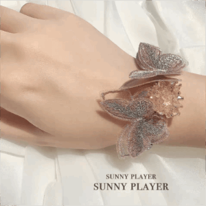 Crystal Floral Embroidery Butterfly Bracelet - ArtGalleryZen