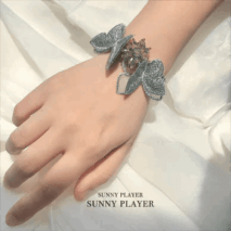 Crystal Floral Embroidery Butterfly Bracelet - ArtGalleryZen