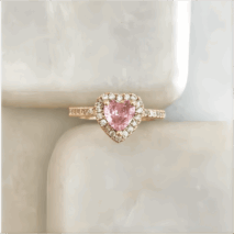 Cubic Zirconia Inlaid Pink Heart Ring - ArtGalleryZen