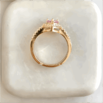 Cubic Zirconia Inlaid Pink Heart Ring - ArtGalleryZen