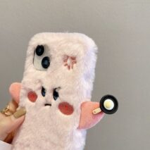 Cute Angry Kirby Embroidery Plush iPhone Case - ArtGalleryZen