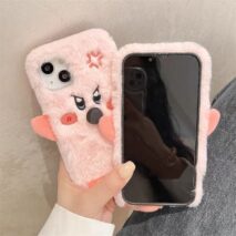 Cute Angry Kirby Embroidery Plush iPhone Case - ArtGalleryZen