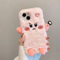 Cute Angry Kirby Embroidery Plush iPhone Case - ArtGalleryZen