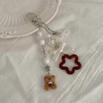 Cute Bear Star Pearl Bowknot Charm Keychain - ArtGalleryZen