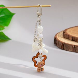Cute Bear Star Pearl Bowknot Charm Keychain - ArtGalleryZen