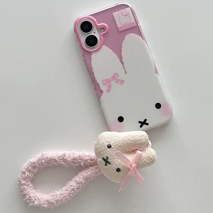 Cute Bowknot Miffy iPhone Case With Plush Lanyard - ArtGalleryZen