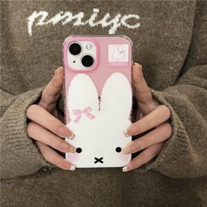Cute Bowknot Miffy iPhone Case With Plush Lanyard - ArtGalleryZen
