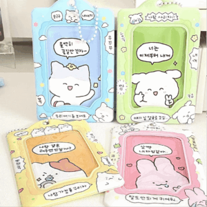 Cute Bunny Cat Kpop Keychain Photocard Holder - ArtGalleryZen