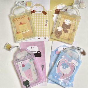 Cute Cat Bear Chef Transparent Kpop Keychain Photocard Holder - ArtGalleryZen