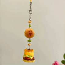 Cute Cat Puppy Hamburger Keychain Phone Strap - ArtGalleryZen