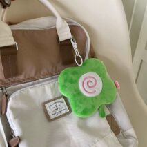Cute Clover Narutomaki Plush Coin Purse Transparent Keychain Bag - ArtGalleryZen