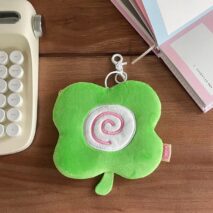 Cute Clover Narutomaki Plush Coin Purse Transparent Keychain Bag - ArtGalleryZen