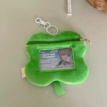 Cute Clover Narutomaki Plush Coin Purse Transparent Keychain Bag - ArtGalleryZen