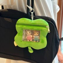 Cute Clover Narutomaki Plush Coin Purse Transparent Keychain Bag - ArtGalleryZen