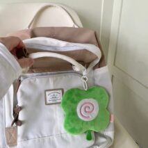 Cute Clover Narutomaki Plush Coin Purse Transparent Keychain Bag - ArtGalleryZen