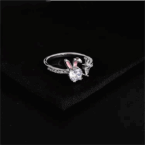 Cute Crystal Carrot Rabbit Ring - ArtGalleryZen