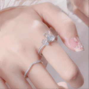 Cute Crystal Carrot Rabbit Ring - ArtGalleryZen