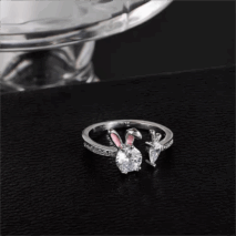 Cute Crystal Carrot Rabbit Ring - ArtGalleryZen
