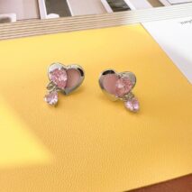 Cute Crystal Dangle Heart Earrings - ArtGalleryZen